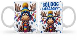 Nevesajándék Karácsonyi Bögre 3 dl - Boldog Karácsonyt feliratú rénszarvas fiú (B1365)