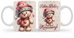 Nevesajándék Karácsonyi Bögre 3 dl - Békés Boldog Karácsonyt Macis (B1294)