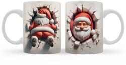 Nevesajándék Karácsonyi Bögre 3 dl - 3D Mikulás - 3D Hatású (B1284)