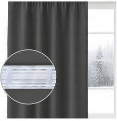 NOW-ART Kész sötétítő függöny 140x230 grafit színű, ráncolóval, Wave, bújtatóval, blackout (ZG-5 140x230 ciemno szary)