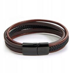 Betlewski Férfi karkötő bőr szíjakkal, rozsdamentes acél, elegáns (BBPL-07-BRAZ-R4)
