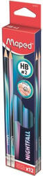 Maped Grafitceruza radírral, HB, háromszögletű, MAPED "Nightfall", 12 darabos (851813)