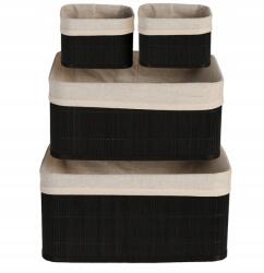 Home Styling Collection Tároló kosarak 4 darabos készlet bambusz textil fekete (hx9100610)