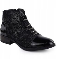 Sabatina Női bokacsizma virágmintás fekete Sabatina DM25-08 36 (DM25-08SVR)