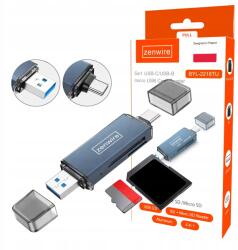Zenwire Sd memóriakártya olvasó Usb 3.0 Usb-c adapter 4in1 Micro Sd Tf 5 Gb/s 2TB (Czytnik kart pamięci micro SD USB 3.0 typu C)