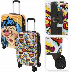  Utazási bőrönd gurulós szett 2 db motívum pop art (KO-DG9001030)