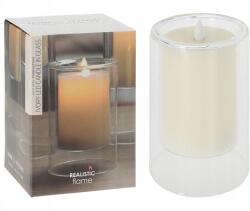 Koopman Led gyertya átmérője 10x15cm, pislákolt láng, üvegben, elefántcsont színű (świeca woskowa led elektryczna)