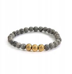 Betlewski női karkötő természetes kövekből, díszdobozban, klasszikus szürke (BBKO-03-SZAR-R2)