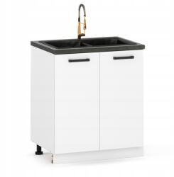 ULWE Konyhai Mosogató Alá Építhető Szekrény 80cm Fehér Matt Aneks Modul Polcos Szett (E-SDZ 80 2D B/BM)