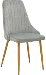 FDY Scaun Bucatarie/Dining Azmer Catifea Gri, Picioare Metalice Finisaj Lemn