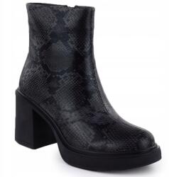 Goe Női bőr bokacsizma kígyómintás fekete Goe SS2N4152 40 (SS2N4152)