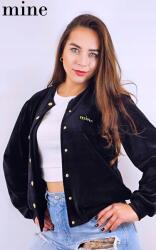  Női bomber dzseki pulóver fekete Mine velúr roz. S