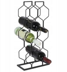 Vilde Fém Borosüveg Tartó Állvány 8 Db Fekete Mutatós (4902248539143)