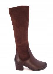 Caprice Barna bebújós női magassarkú csizma, természetes bőr, sztreccs, Size 38, 5 (9-25531)