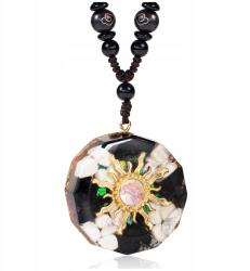  Csodálatos Orgonit Nyaklánc 7 Csakrás Howlit Obszidián Nap Motívummal Gyönyörű Ajándék (Naszyjnik Orgonitowy Obsydian Odpromiennik)