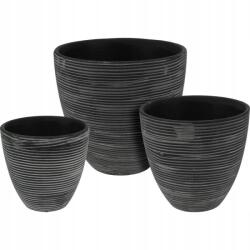 ProGarden kerámia virágcserepek 3 db fekete (KO-066900350)