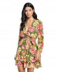 GUESS Ruha, fodros, mintás, hosszú ujjú, Size L, zöld, 64% viszkóz