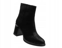 S. Barski Női Bakancs, fekete, bőr, 7.5cm sarok, cipzár (CR52-600.CZARNY)