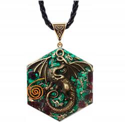  Nyaklánc Orgonit Főnix Malachit Gránát Réz Csakra Boldogság Harmónia (Naszyjnik Orgonitowy Feniks Malachit Granat)