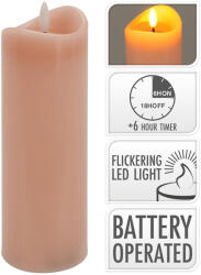  Led gyertya átmérője 7x20cm, pislákoló láng, időzítő, Rózsaszín (386769)