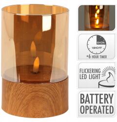  Led gyertya átmérője 10x15cm PH/üveg, pislákoló láng, időzítő, Fautány/ja (386771)