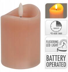 Led gyertya átmérője 7x10cm, pislákoló láng, időzítő, Rózsaszín (386767)