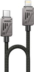 Yesido Type-C to Lightning Gyors Töltőkábel Yesido (CA195), PD27W, CarPlay kompatibilis, cink ötvözet, 1.2m - Fekete