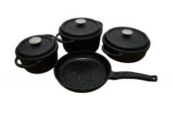 OMS Collection OMS-Cookstone 7 részes edénykészlet, alumínium/gránit, fekete (OMS-3050)
