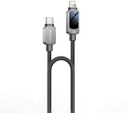 Yesido Adatkábel (CA180) - Szupergyors töltés, digitális kijelzővel, Type-C to Type-C, 27W, 3A, 480Mbps, 1, 2m - Fekete