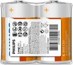 Philips LongLife D 2-fóliás akkumulátorok matricával (R20L2F/10)