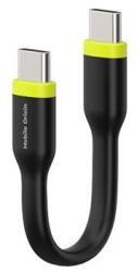 Mobile Origin kompakt töltő- és adatátviteli kábel, 2x USB-C, 60W, 10 cm, fekete (COMC-USBC-BLK)
