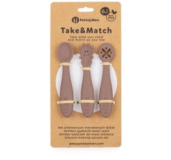 Petite&mars Szilikon gyakorló kanál szett 3 db Take&Match Velvet Latte 6m+