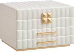 SONGMICS 3 szintes ékszerdoboz tükörrel, ékszertartó 2 fiókkal, felhőfehér (JBC183W01)