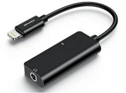 Awei Iphone 14 Pro Awei Cl-121 Audió Adapter És Töltőkábel Elosztó, Lightning+3.5mm Jack Aljzat - Lightning, Fekete