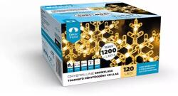 DekorTrend Crystalline toldható LED HÓPEHELY fényfüggöny, 120 x 80 cm, 120 db MELEG FEHÉR LED, átlátszó kábel, KAT 524