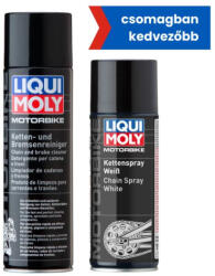 LIQUI MOLY Motorbike lánc spray fehér 400ml + Motorbike lánc tisztító spray 500ml (LMCSOMAG0014)