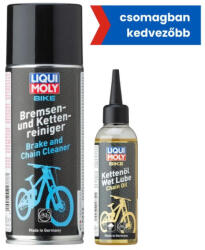 LIQUI MOLY Kerékpár fék- és lánctisztító spray 400ml + Kerékpár láncolaj nedves időjárásra 100ml