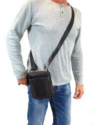 Giorgio Carelli kis két zippes sötétbarna férfi váll és testtáska GC338601-001