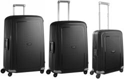 Samsonite S'CURE négykerekű fekete három részes csatos bőröndszett - borond-aruhaz