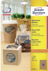 Avery Etikett címke, 62 x42mm, környezetbarát 18 címke/lap, 25 lap/doboz, Avery barna (L7110-25) - irodasziget