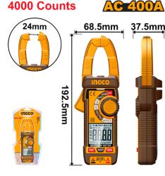 INGCO Multimetru Clampmetru 400 True RMS , Masuratori Precise AC DC, NCV, Auto Hold