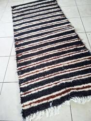 Látvány Textil Bordó nyers fekete beszövéses rongyszőnyeg 80x170cm