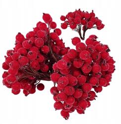 EdiBazzar Mű Jegenyebogyó Dísz Ág Karácsonyi Dekoráció Piros Fagyos 100db (Sztuczna Jarzębina Świąteczna Mroźna Czerwona)