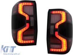 KITT Első lámpa LED fénysor Ford Ranger (2015-2020) balkormányos modellekhez, Teljes Fekete, dinamikus irányjelző (HLFRNGT6)