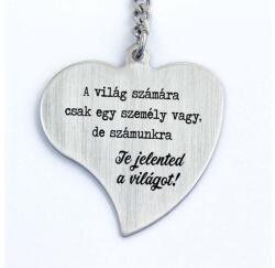 R.M. ékszer Te jelented a világot acél szív medálos kulcstartó (13070-RM-N)