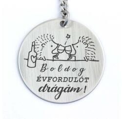 R.M. ékszer Boldog évfordulót Drágám acél medálos kulcstartó (13926-RM-K)