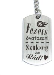 R.M. ékszer Vezess óvatosan acél medálos kulcstartó (13115-RM-D)