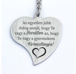 R.M. ékszer Barátnak Gyermekem Keresztanyjának Gravírozott Szív Kulcstartó (19714RM)
