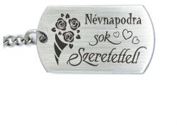 R.M. ékszer Névnapodra sok szeretettel - gravírozott acél kulcstartó névnapra (13368-RM-D)