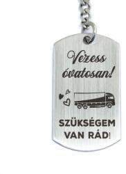 R.M. ékszer Vezess óvatosan kamiont acél medálos kulcstartó (14344-RM)